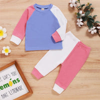 Baby Unisex Color Block Long Sleeve Crew Neck Top & Pants Baby Wholesale Suppliers - PrettyKid