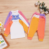 Baby Unisex Color Block Long Sleeve Crew Neck Top & Pants Baby Wholesale Suppliers - PrettyKid