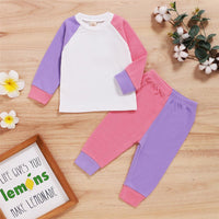 Baby Unisex Color Block Long Sleeve Crew Neck Top & Pants Baby Wholesale Suppliers - PrettyKid