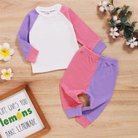 Baby Unisex Color Block Long Sleeve Crew Neck Top & Pants Baby Wholesale Suppliers - PrettyKid