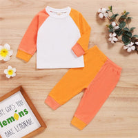 Baby Unisex Color Block Long Sleeve Crew Neck Top & Pants Baby Wholesale Suppliers - PrettyKid
