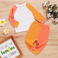 Baby Unisex Color Block Long Sleeve Crew Neck Top & Pants Baby Wholesale Suppliers - PrettyKid
