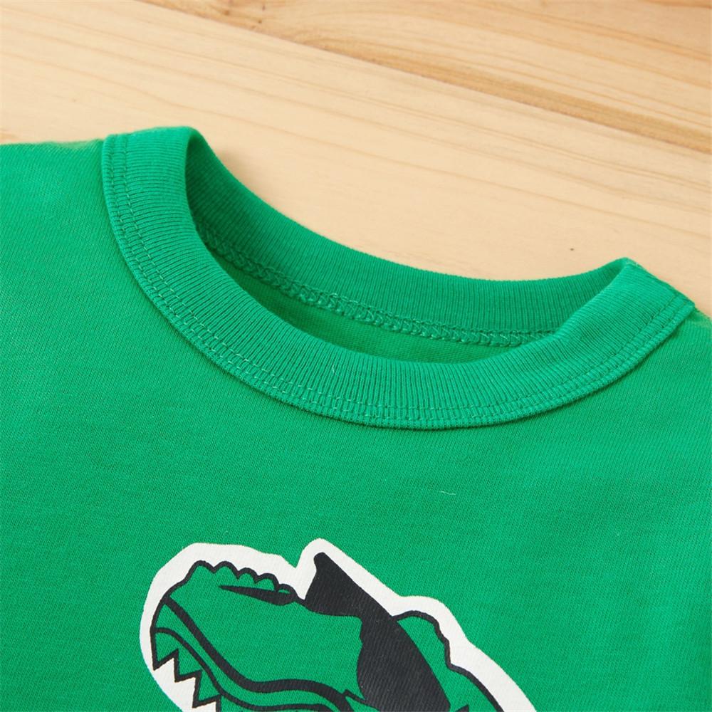 Boys Color Block Long Sleeve Dinosaur Animal Printed Tops - PrettyKid