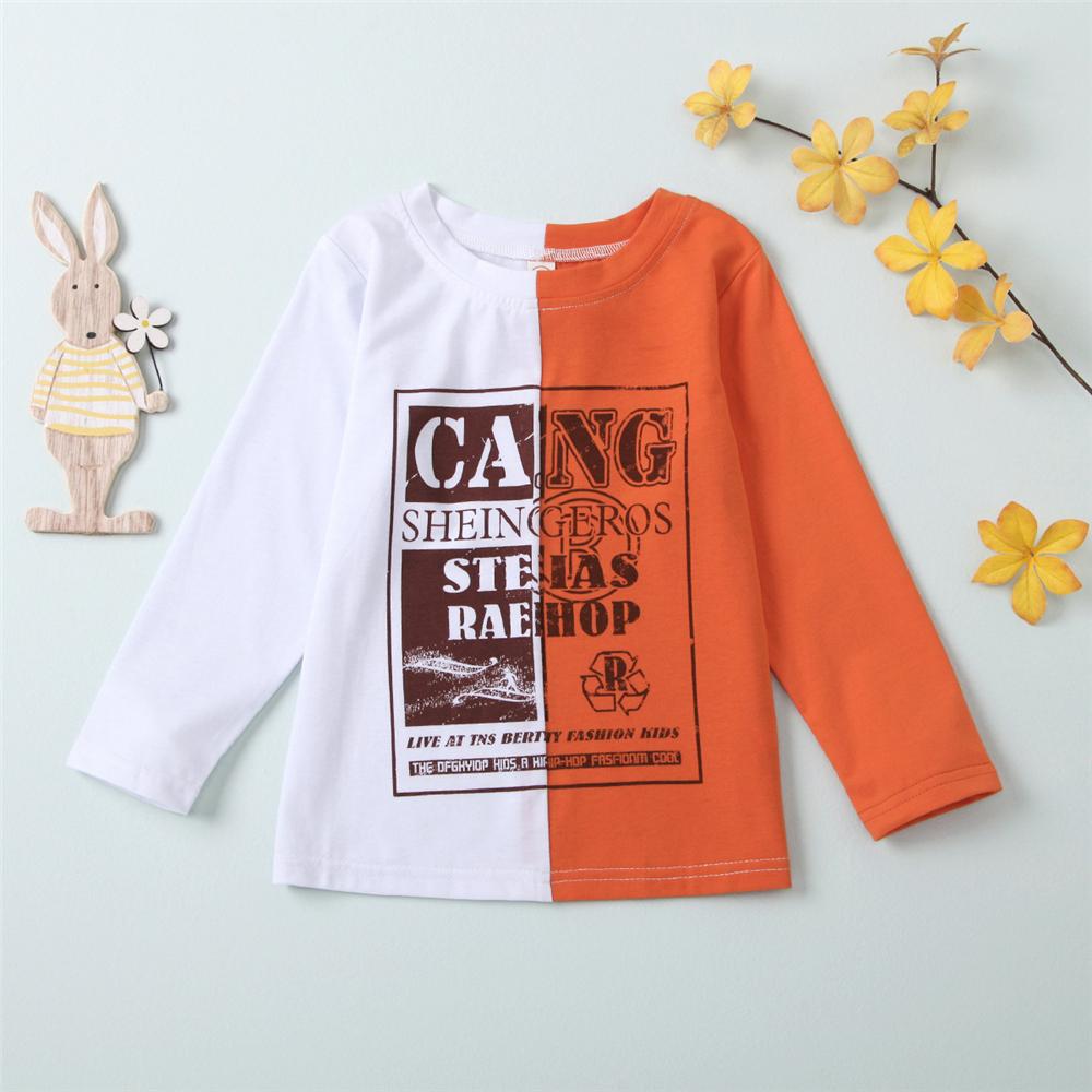 Girls Color Block Long Sleeve Letter Printed T-shirt Girls Boutique Clothes Wholesale - PrettyKid