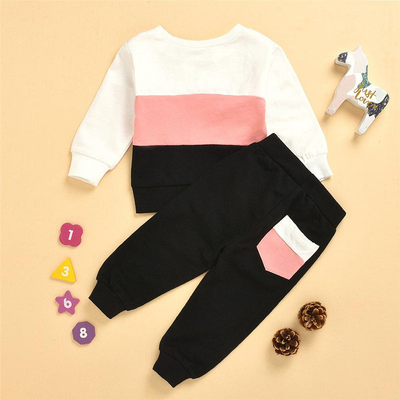 Toddler Girls Color Block Long Sleeve Top & Pants Toddler Girls Wholesale - PrettyKid