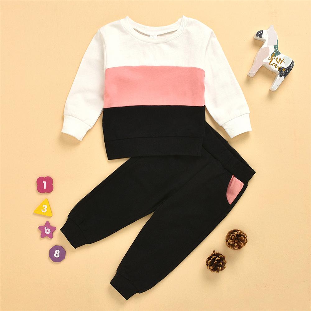 Toddler Girls Color Block Long Sleeve Top & Pants Toddler Girls Wholesale - PrettyKid