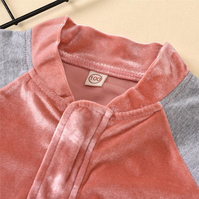 Girls Color Block Long Sleeve Zipper Jacket Girls Wholesale - PrettyKid