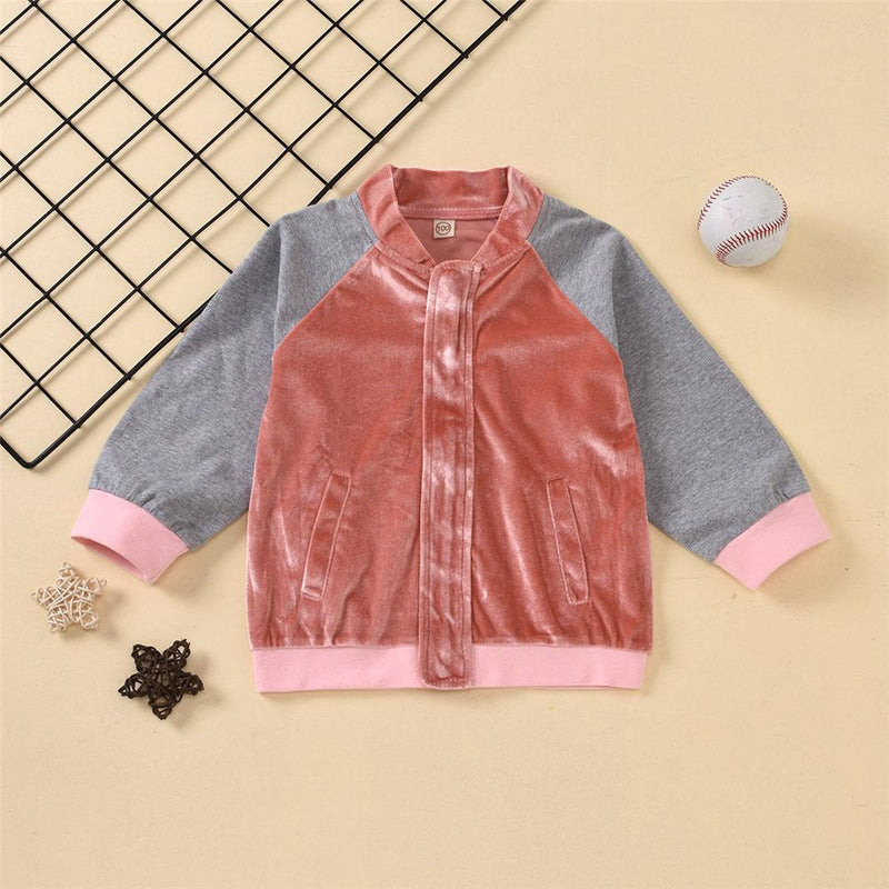 Girls Color Block Long Sleeve Zipper Jacket Girls Wholesale - PrettyKid