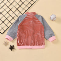 Girls Color Block Long Sleeve Zipper Jacket Girls Wholesale - PrettyKid