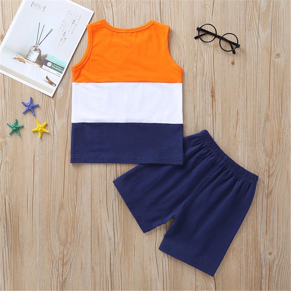 Boys Color Block Sleeveless Summer Top & Shorts Boy clothes Wholesale - PrettyKid