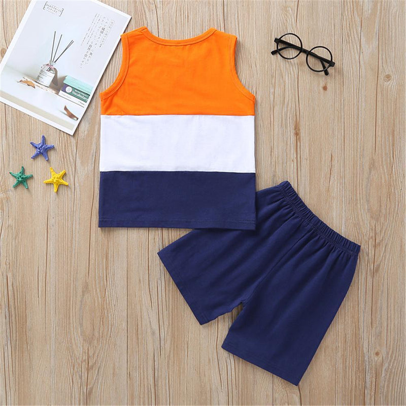 Boys Color Block Sleeveless Summer Top & Shorts Boy clothes Wholesale - PrettyKid