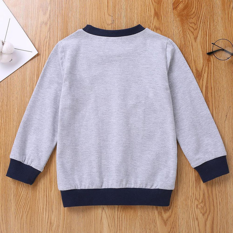 Boys Color Blocking Elephant Long Sleeve Top Trendy Kids Wholesale Clothing - PrettyKid