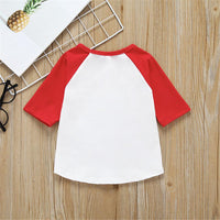Girls Color Blocking Letter Print Tops - PrettyKid