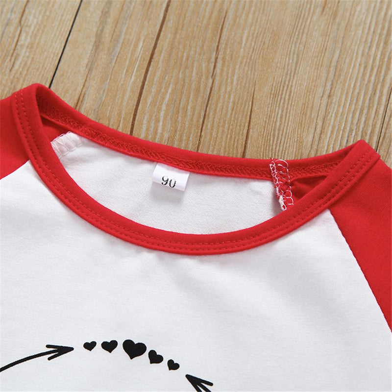 Girls Color Blocking Letter Print Tops - PrettyKid
