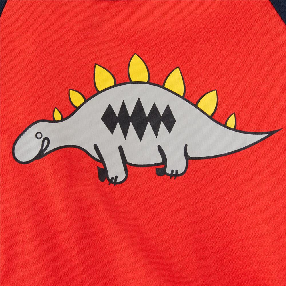 Boys Color Blocking Long Sleeve Dinosaur Print Tops - PrettyKid