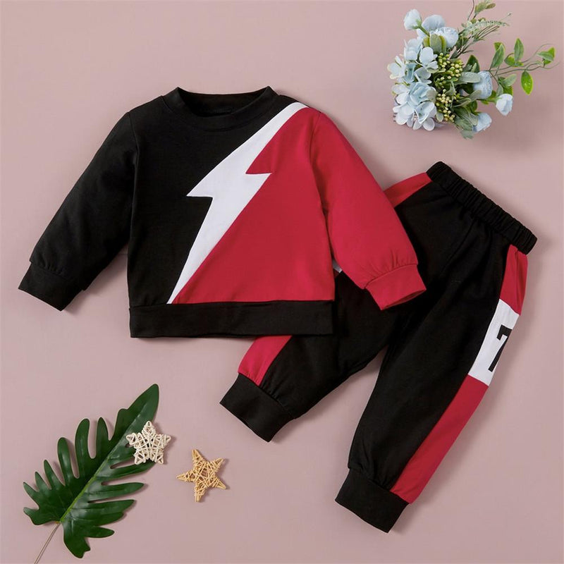 Boys Color Blocking Long Sleeve Top & Pants - PrettyKid