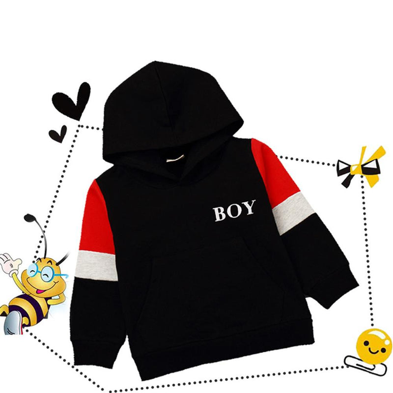 Boys Color Constrast Hooded Long Sleeve Tops Wholesale - PrettyKid