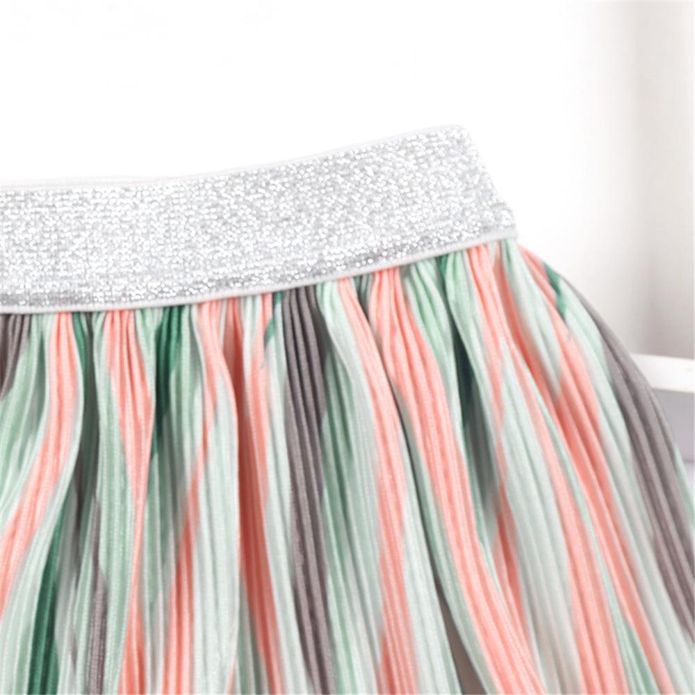 Toddler Girls Color Contrast Elastic Waist Skirt bulk baby grows - PrettyKid
