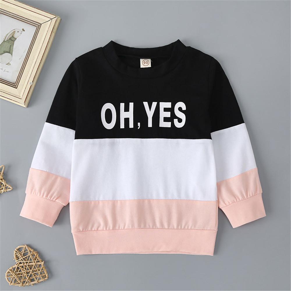 Boys Color Contrast Letter Long Sleeve T-shirt - PrettyKid