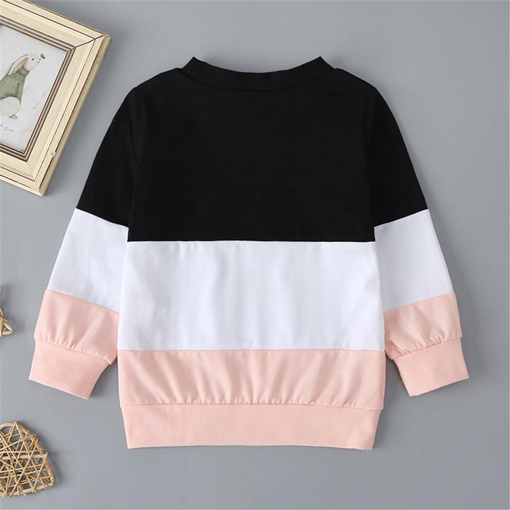Boys Color Contrast Letter Long Sleeve T-shirt - PrettyKid