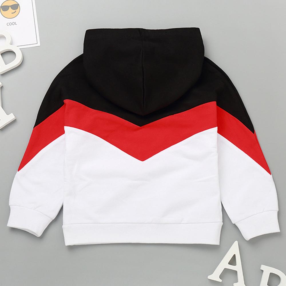 Boys Color Contrast Letter Printed Hooded Tops Wholesale - PrettyKid