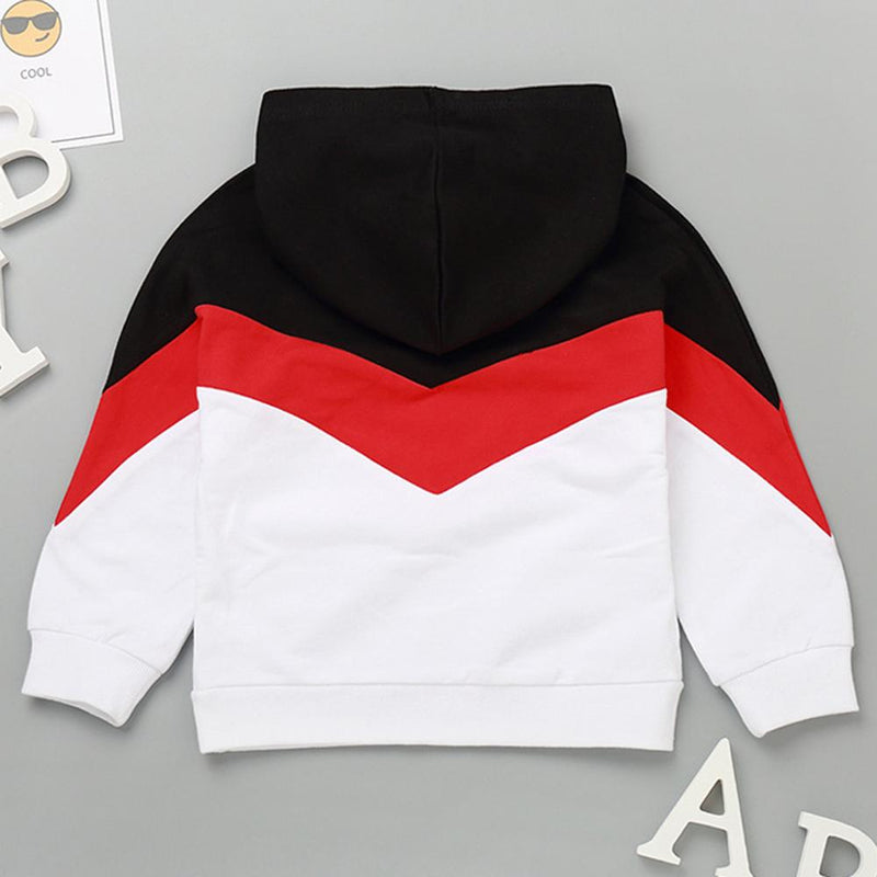 Boys Color Contrast Letter Printed Hooded Tops Wholesale - PrettyKid
