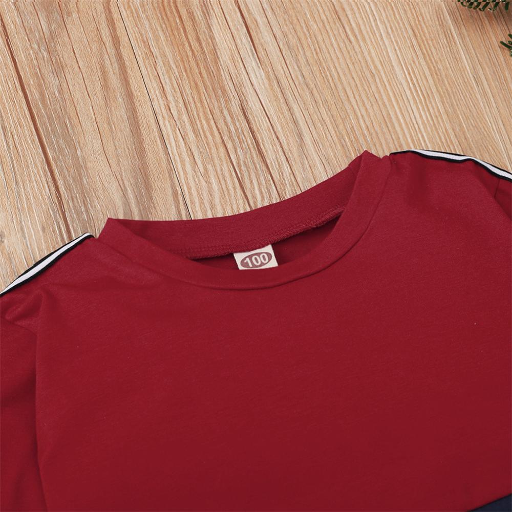 Unsiex Color Contrast Long Sleeve Letter Printed Top & Pants Trendy Kids Wholesale Clothing - PrettyKid