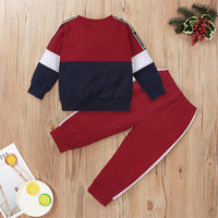 Unsiex Color Contrast Long Sleeve Letter Printed Top & Pants Trendy Kids Wholesale Clothing - PrettyKid