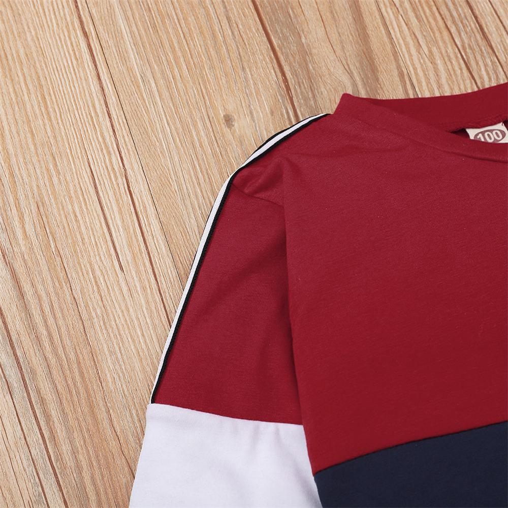 Unsiex Color Contrast Long Sleeve Letter Printed Top & Pants Trendy Kids Wholesale Clothing - PrettyKid