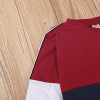 Unsiex Color Contrast Long Sleeve Letter Printed Top & Pants Trendy Kids Wholesale Clothing - PrettyKid