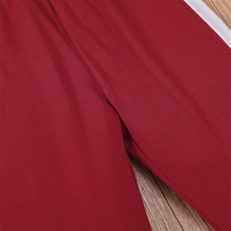 Unsiex Color Contrast Long Sleeve Letter Printed Top & Pants Trendy Kids Wholesale Clothing - PrettyKid
