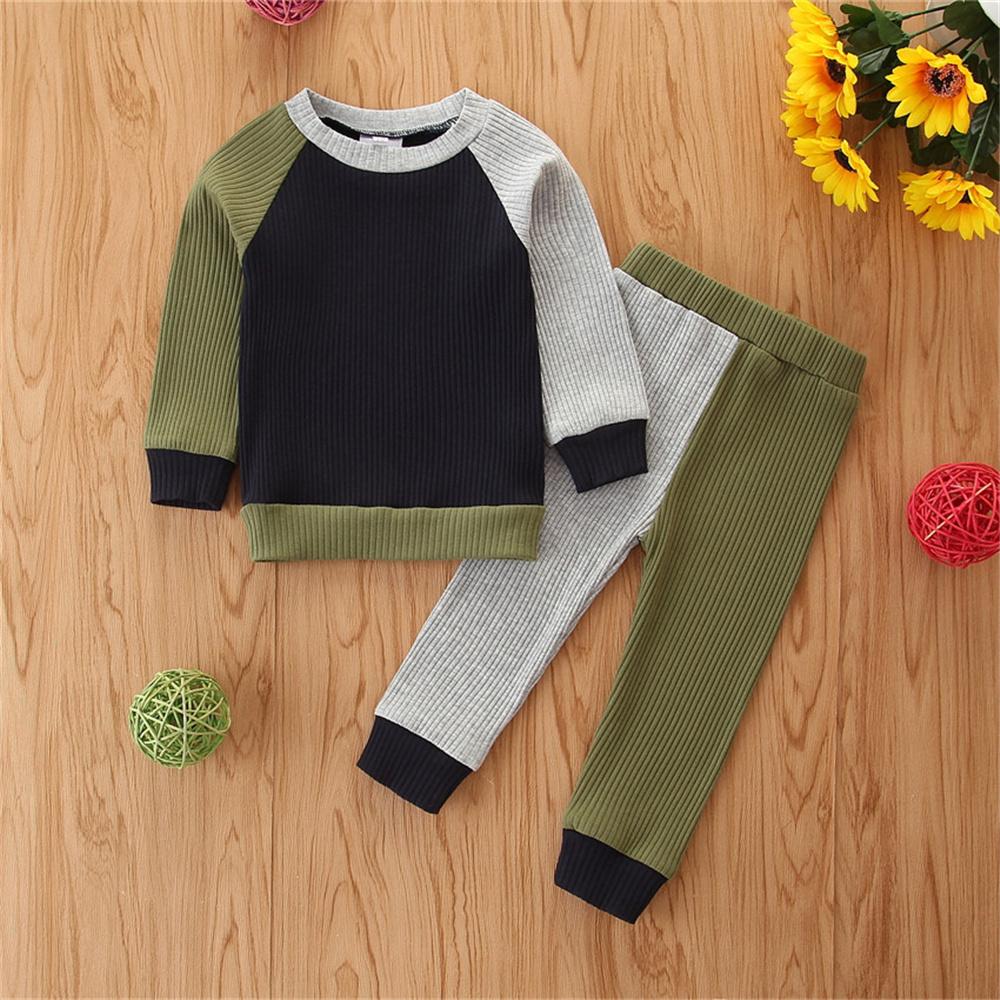 Baby Color Contrast Long Sleeve Top & Pants Baby Boutique Wholesale - PrettyKid