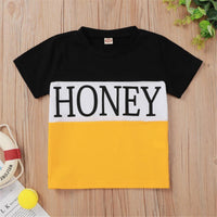 Unisex Color Contrast Short Sleeve Honey Printed Top Wholesale Toddler T Shirts - PrettyKid