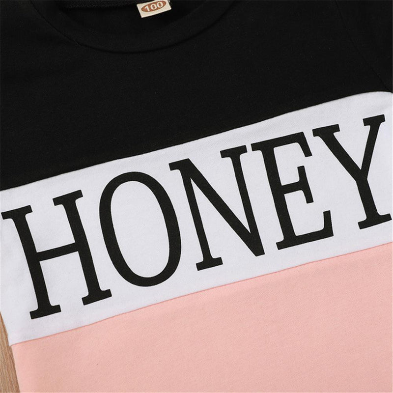 Unisex Color Contrast Short Sleeve Honey Printed Top Wholesale Toddler T Shirts - PrettyKid