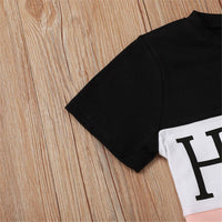 Unisex Color Contrast Short Sleeve Honey Printed Top Wholesale Toddler T Shirts - PrettyKid