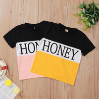 Unisex Color Contrast Short Sleeve Honey Printed Top Wholesale Toddler T Shirts - PrettyKid