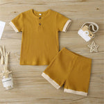Unisex Color Contrast Short Sleeve Top & Shorts Kids Wholesale clothes Warehouse - PrettyKid