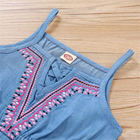Toddler Girls Color Contrast Sling Jumpsuit clothes wholesale baby clothes online - PrettyKid