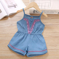 Toddler Girls Color Contrast Sling Jumpsuit clothes wholesale baby clothes online - PrettyKid