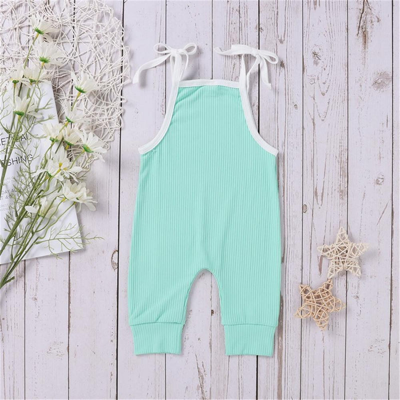 Baby Girls Color Contrast Sling Romper cheap childrens clothes wholesale - PrettyKid