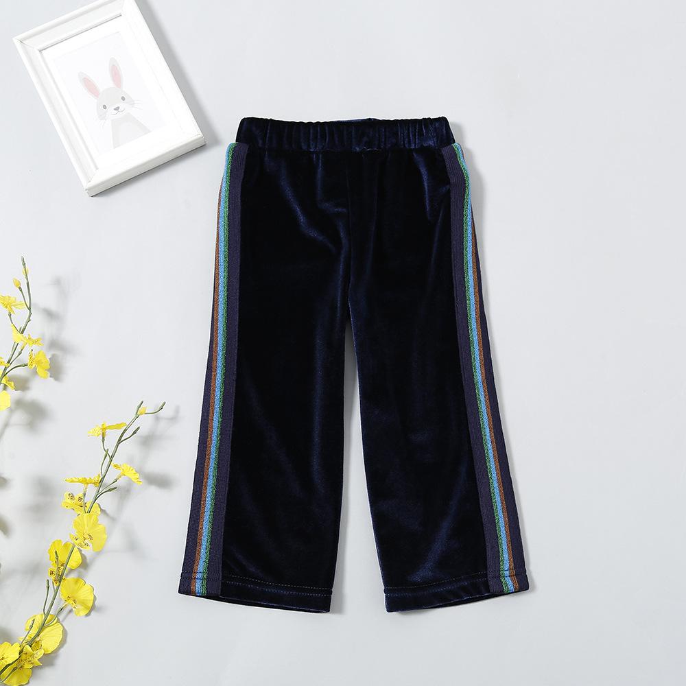 Girls Color Striped Casual Elastic Waist Pants - PrettyKid
