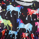 Girls Colorful Unicorn Printed Flying Sleeve Dress Wholesale Little Girls Clothes - PrettyKid