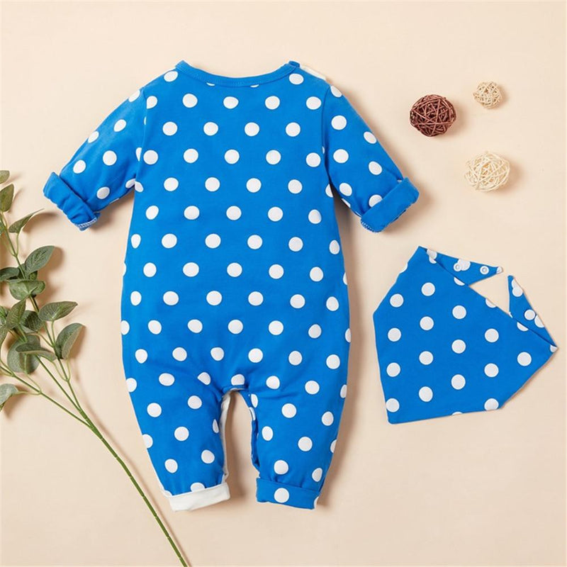 Baby Boys Cool Whale Cartoon Polka Dot Rompers & Bibs - PrettyKid