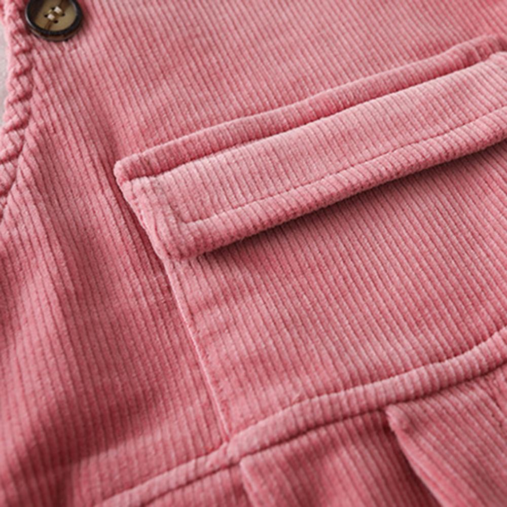 Girls Corduroy Solid Casual Jumpsuits - PrettyKid