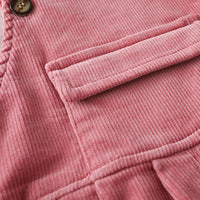 Girls Corduroy Solid Casual Jumpsuits - PrettyKid
