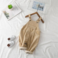Girls Corduroy Solid Casual Jumpsuits - PrettyKid