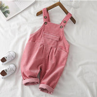 Girls Corduroy Solid Casual Jumpsuits - PrettyKid