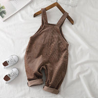 Girls Corduroy Solid Casual Jumpsuits - PrettyKid