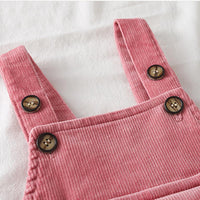 Girls Corduroy Solid Casual Jumpsuits - PrettyKid