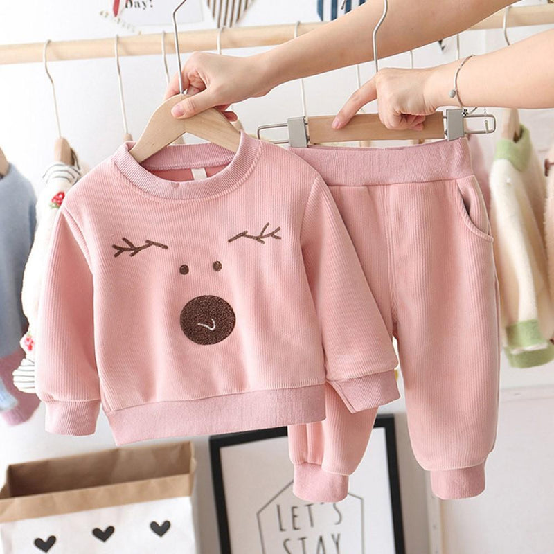 Corduroy Sports Long Sleeve Animal Printed Top & Pants Girls Clothing Wholesale - PrettyKid